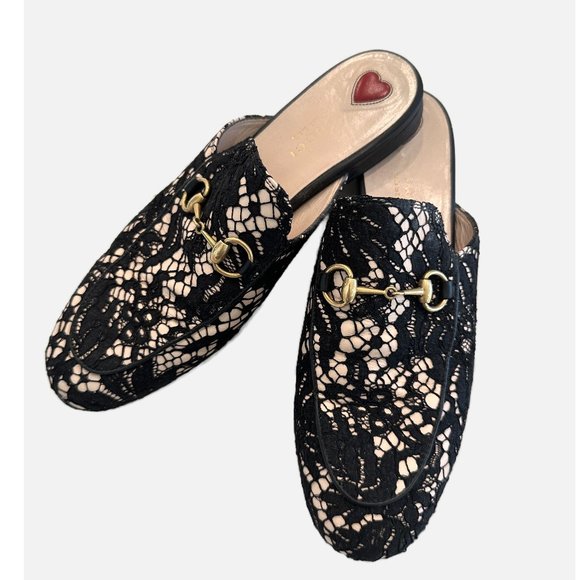 Gucci Shoes - Gucci Black Lace Princetown Mule Sz 37.5